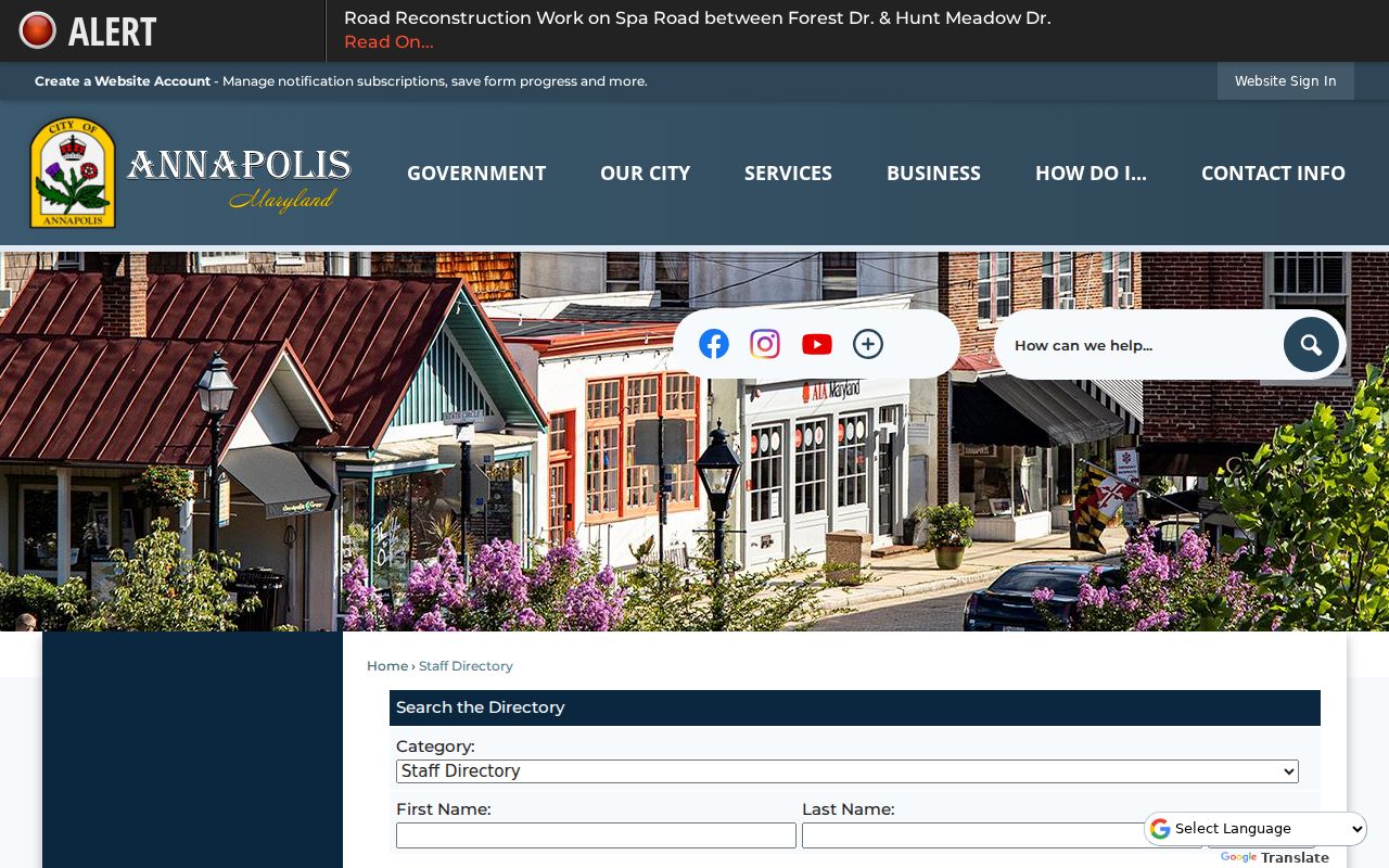 Annapolis people directories city staff category search
